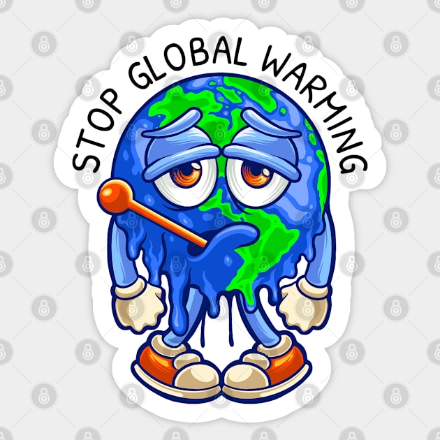 Stop Global Warming - Suffering Earth Sticker by Whimsical Frank